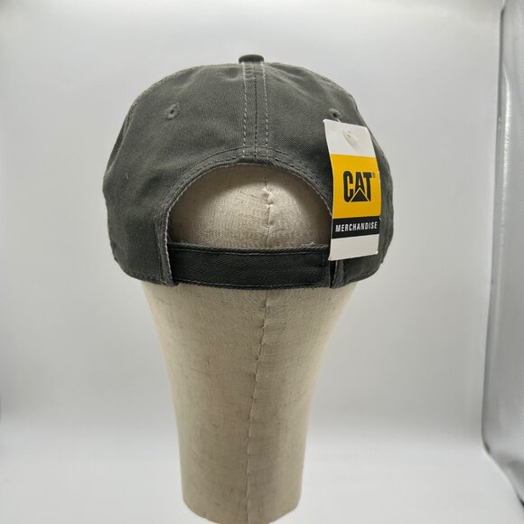 CAT Cap Womens Olive Green Cap Pink Logo Adjustable Strapback Distressed Hat - Picture 3 of 8